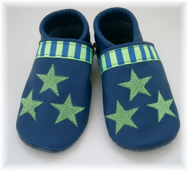 Fuxis-Krabbelschuhe Sterne blau grün